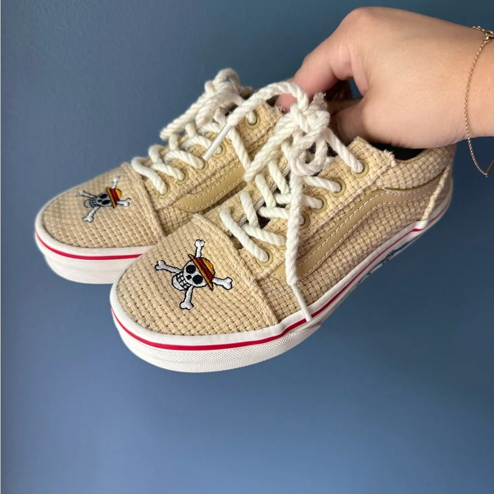 Vans x one piece‎ embroidered straw sneakers